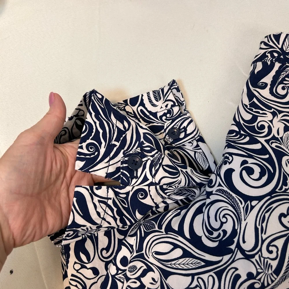 Talbots Perfect Crop Navy & White Paisley Print Stretch Pants Women’s 14 Petite - Picture 5 of 11